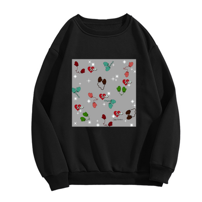 Winter Hearts and Mittens Crewneck Sweatshirt, Cute Snowflake Graphic Design