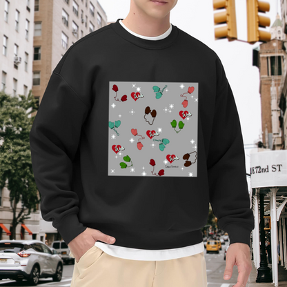 Winter Hearts and Mittens Crewneck Sweatshirt, Cute Snowflake Graphic Design
