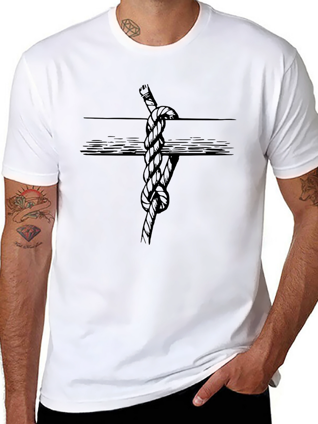Nautical Knot Graphic Tee - Black Cotton Shirt