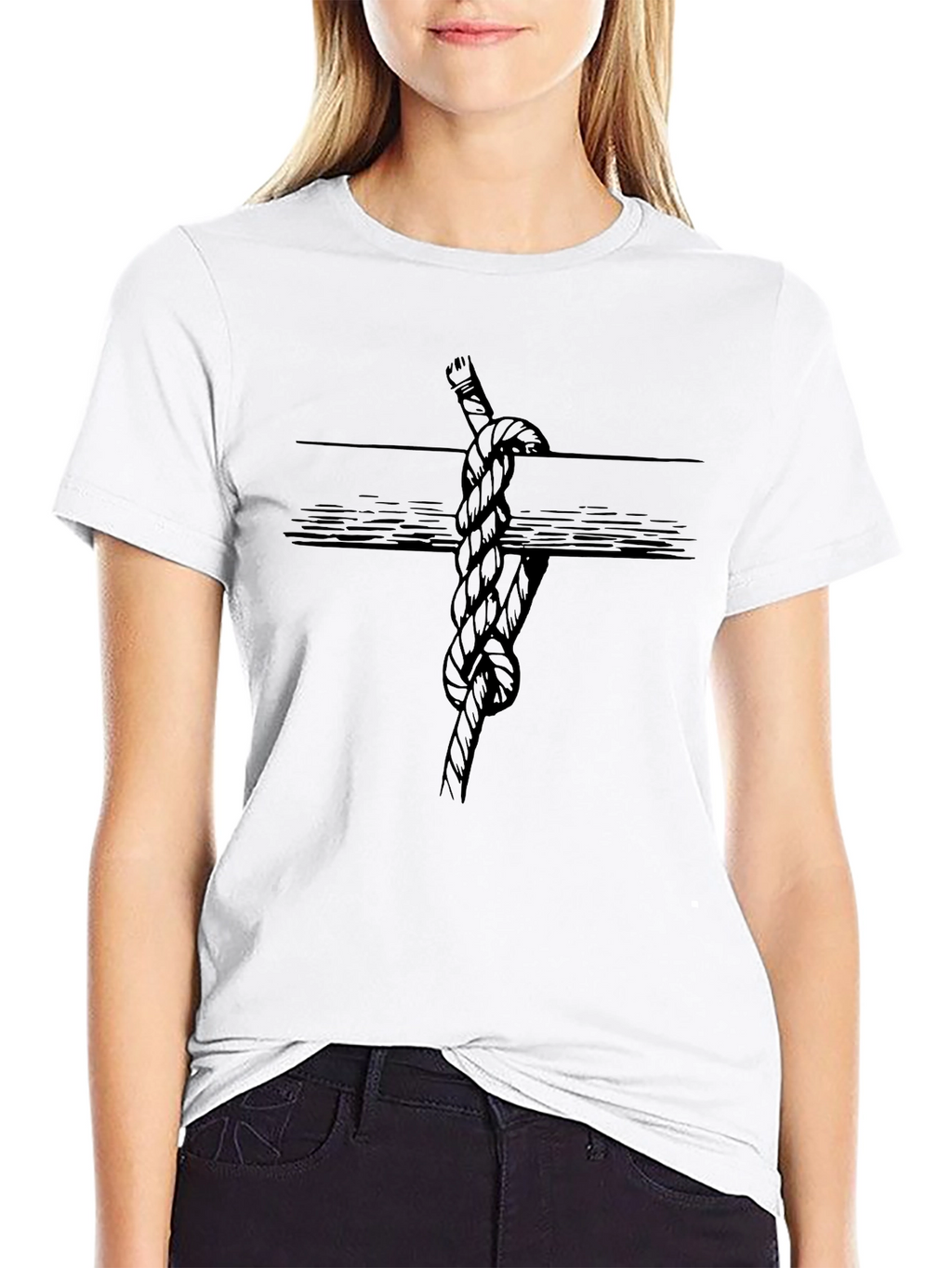 Nautical Knot Graphic Tee - Black Cotton Shirt