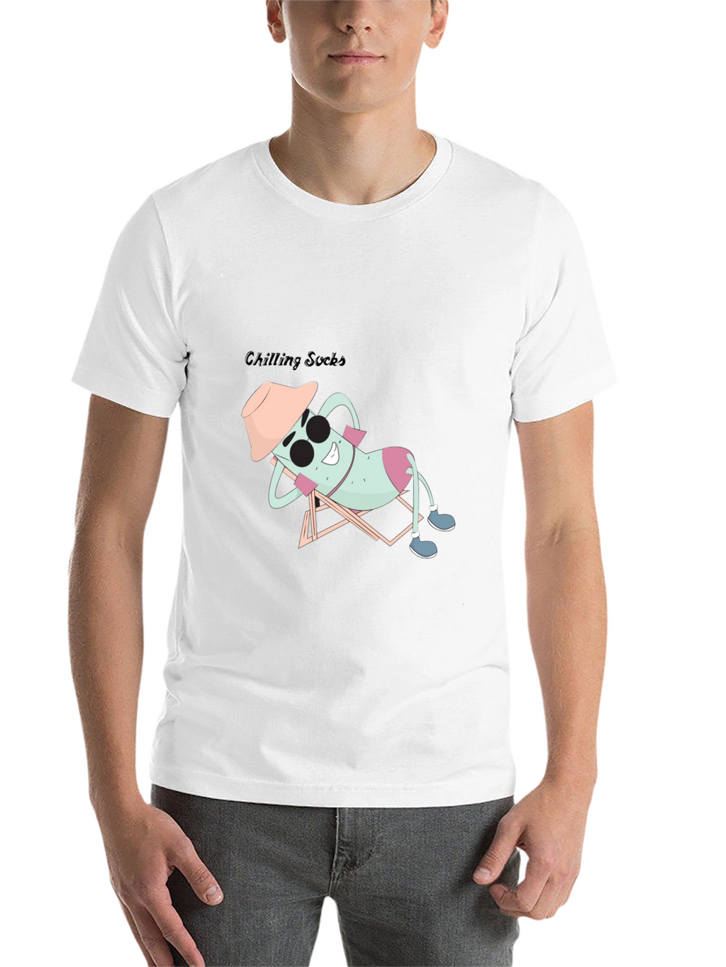 Chilling Socks Graphic Tee - Black Cotton Comfort