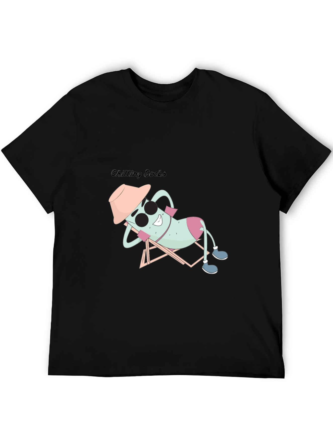 Chilling Socks Graphic Tee - Black Cotton Comfort