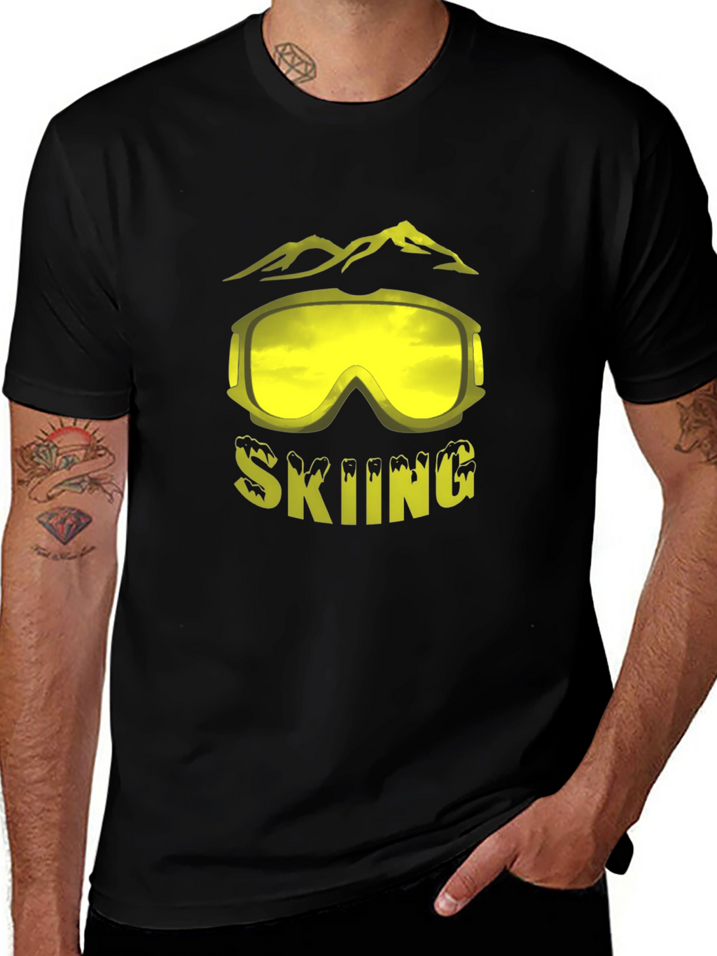 Skiing Graphic Tee - Mountain Goggles Design