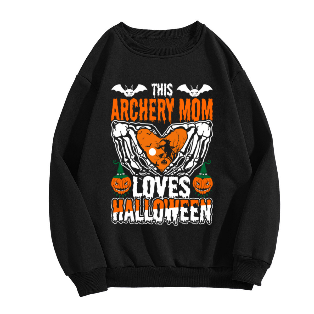 This Archery Mom Loves Halloween Crewneck Sweatshirt - Spooky Pumpkin Archer Graphic, Festive October Pullover