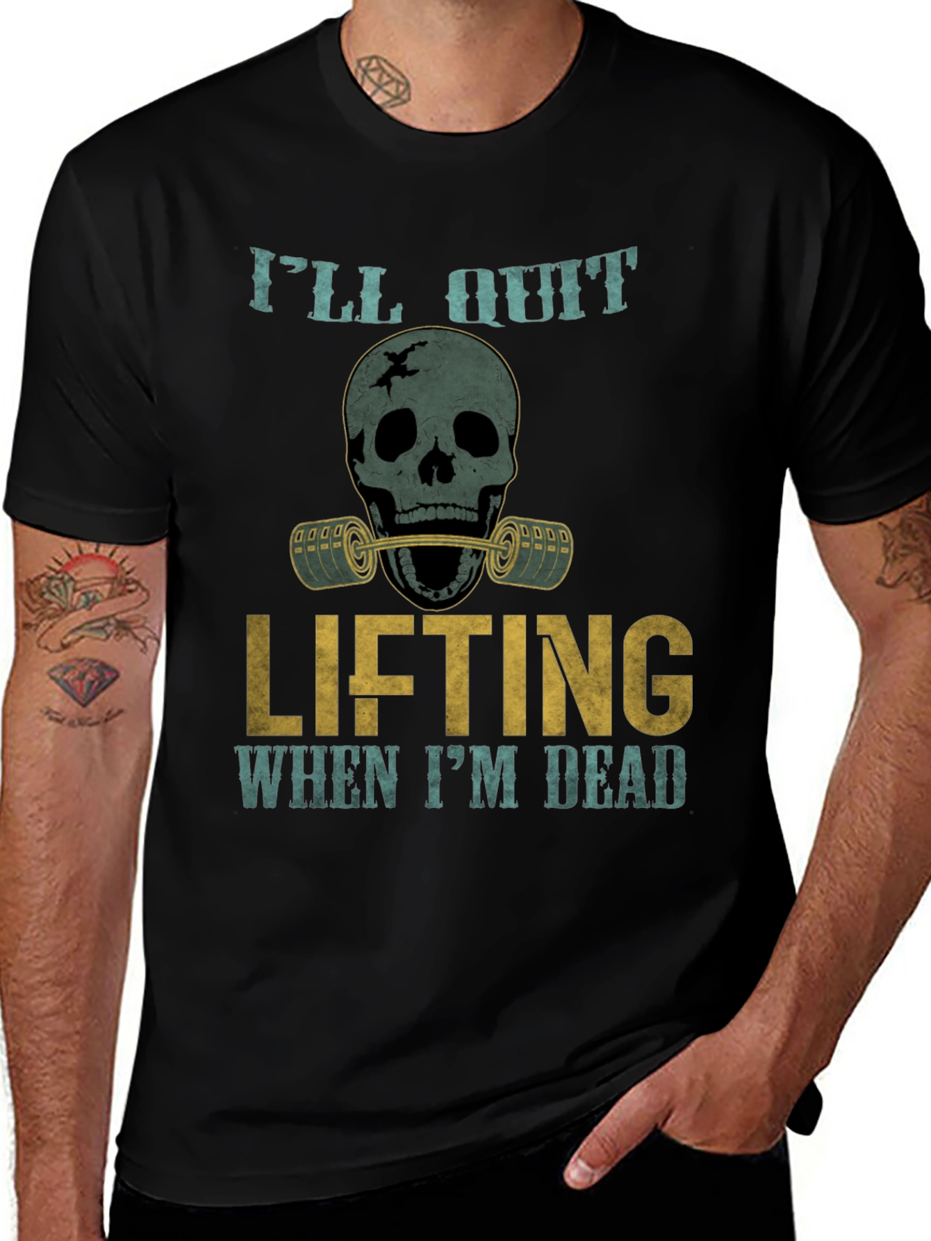 Skull Lifting T-Shirt: Ill Quit When Im Dead Gym Tee