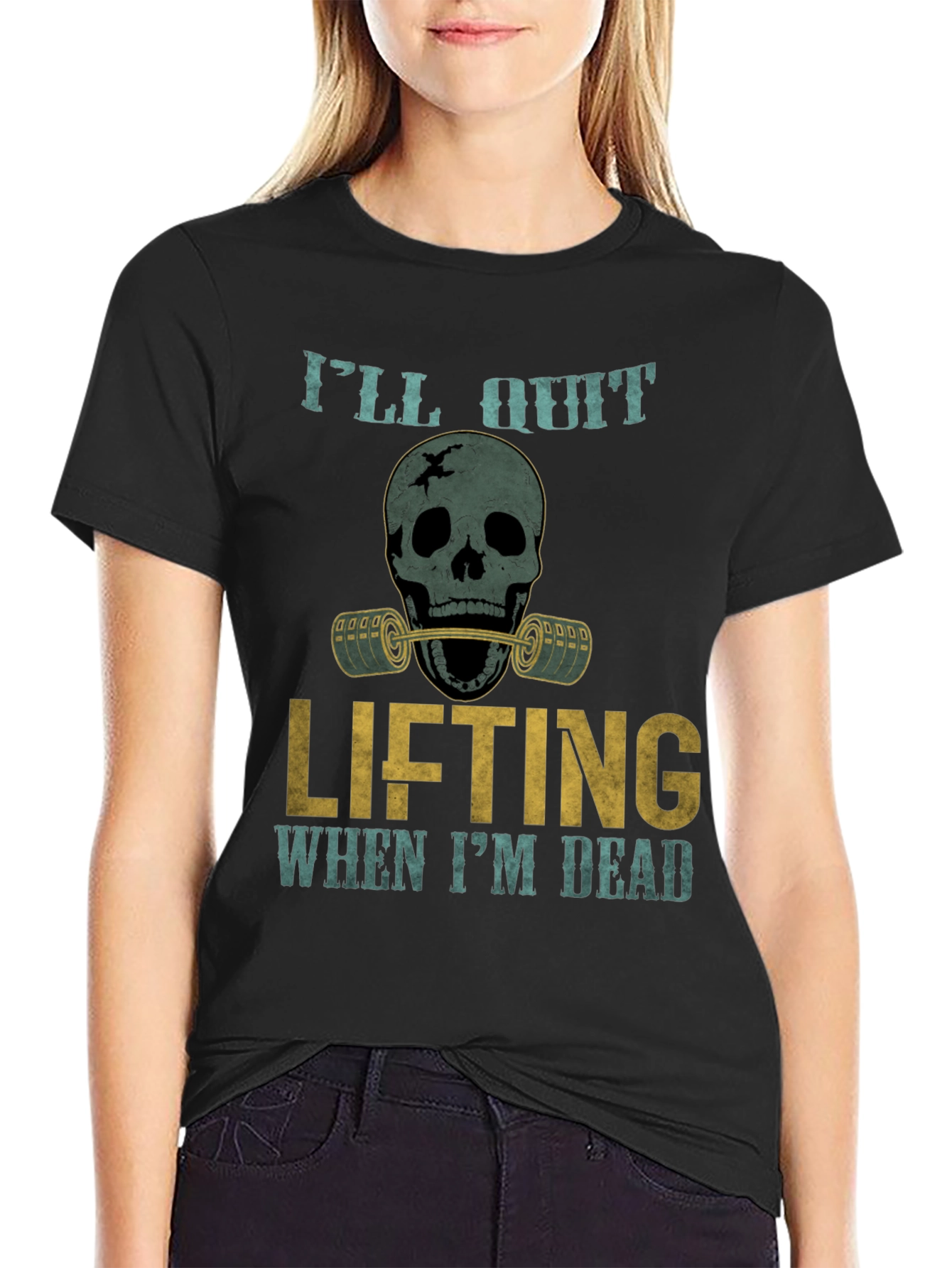 Skull Lifting T-Shirt: Ill Quit When Im Dead Gym Tee