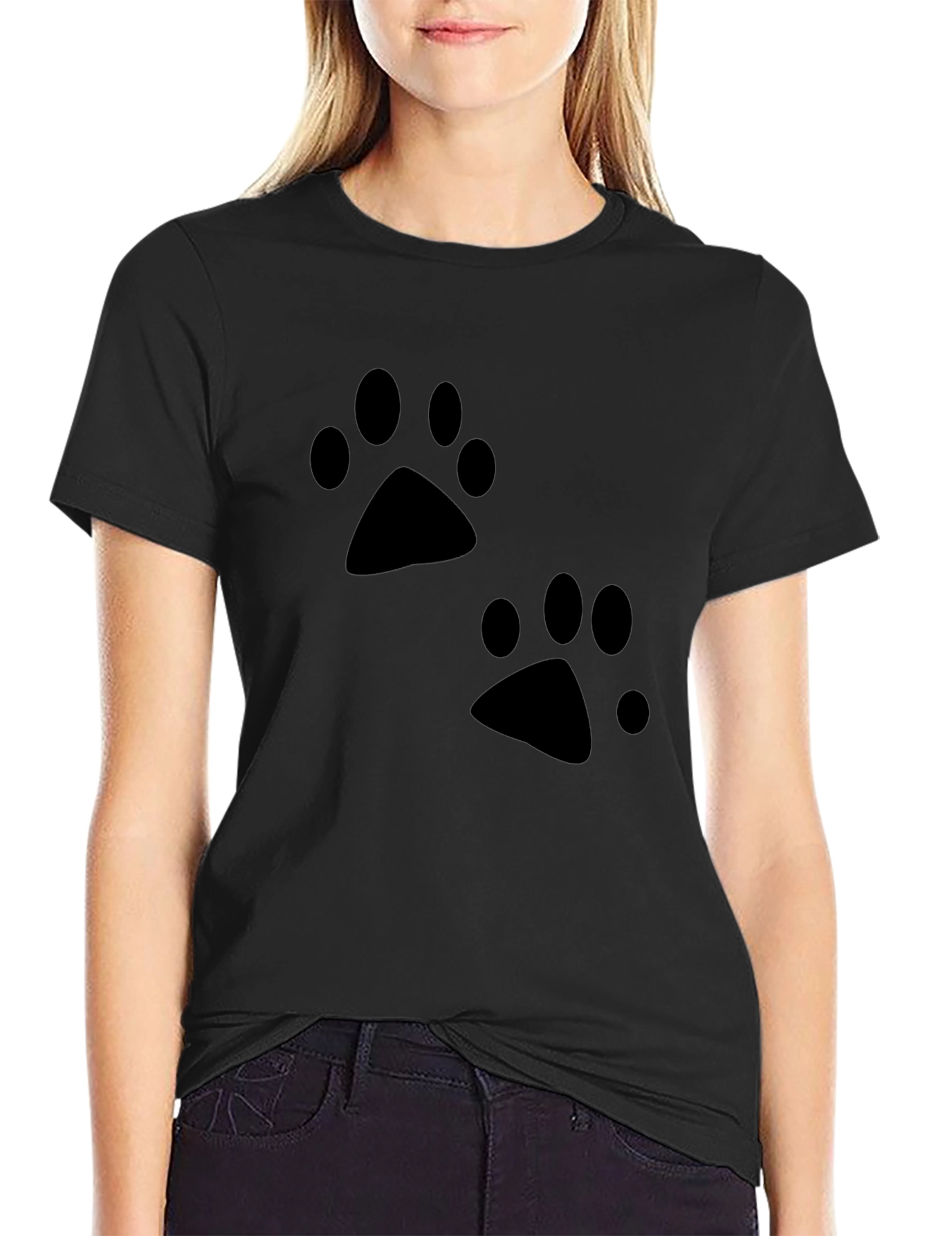 Black Paw Print T-Shirt - Casual Style