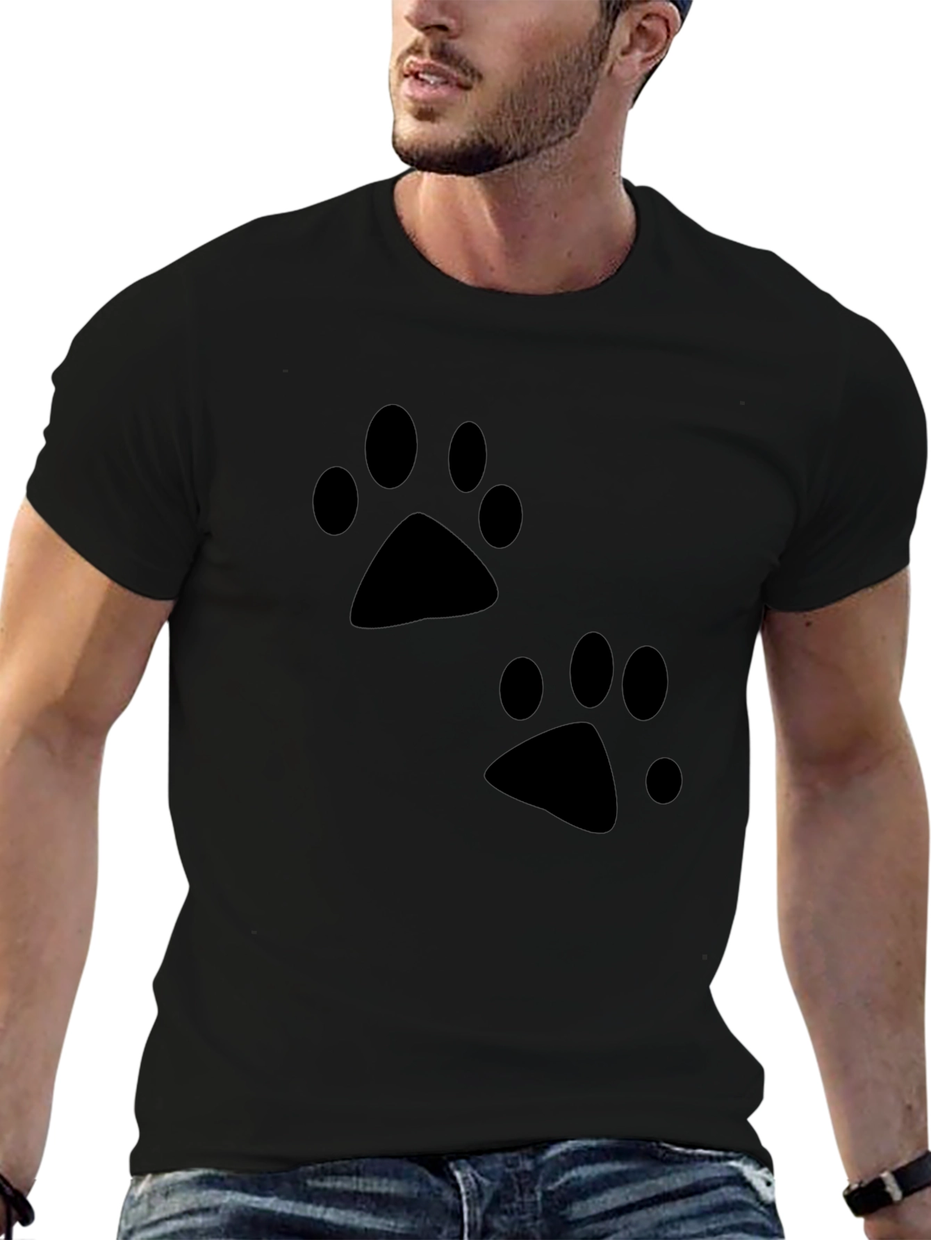 Black Paw Print T-Shirt - Casual Style