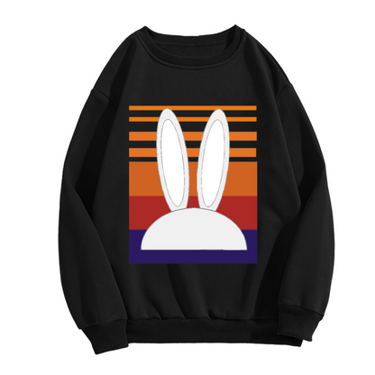 Retro Sunset Bunny Ears Crewneck Sweatshirt, Minimalist Rabbit Silhouette Pullover, Easter Gift