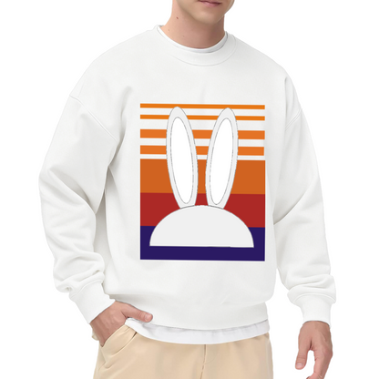 Retro Sunset Bunny Ears Crewneck Sweatshirt, Minimalist Rabbit Silhouette Pullover, Easter Gift