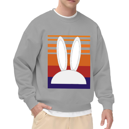 Retro Sunset Bunny Ears Crewneck Sweatshirt, Minimalist Rabbit Silhouette Pullover, Easter Gift