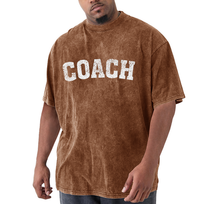 COACH Vintage Distressed Varsity Letter Washed Tee