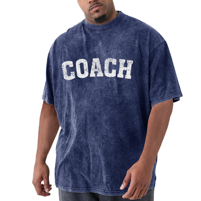 COACH Vintage Distressed Varsity Letter Washed Tee