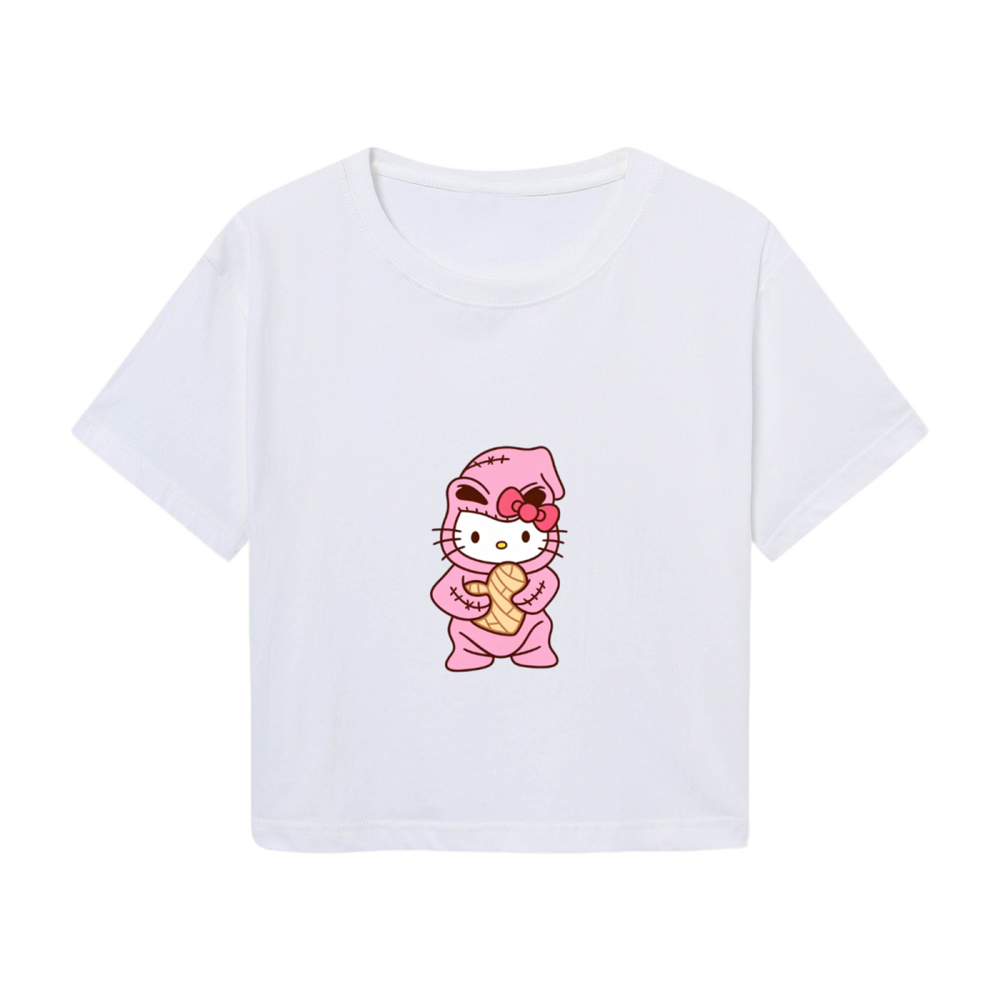 Cosplay Suit Hello Kitty Fun White Crop Tee