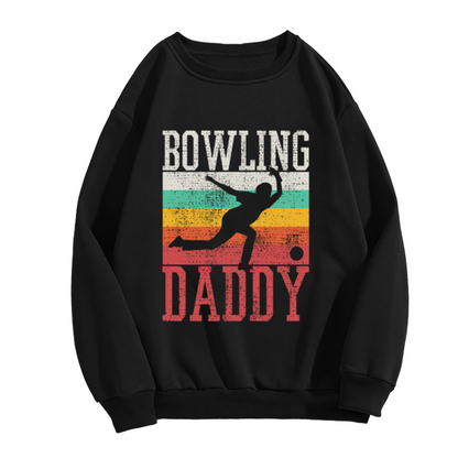Retro Vintage BOWLING DADDY Crewneck Sweatshirt, Bowling Dad Graphic Apparel for Dads Who Love Bowling