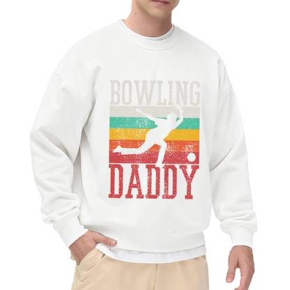 Retro Vintage BOWLING DADDY Crewneck Sweatshirt, Bowling Dad Graphic Apparel for Dads Who Love Bowling