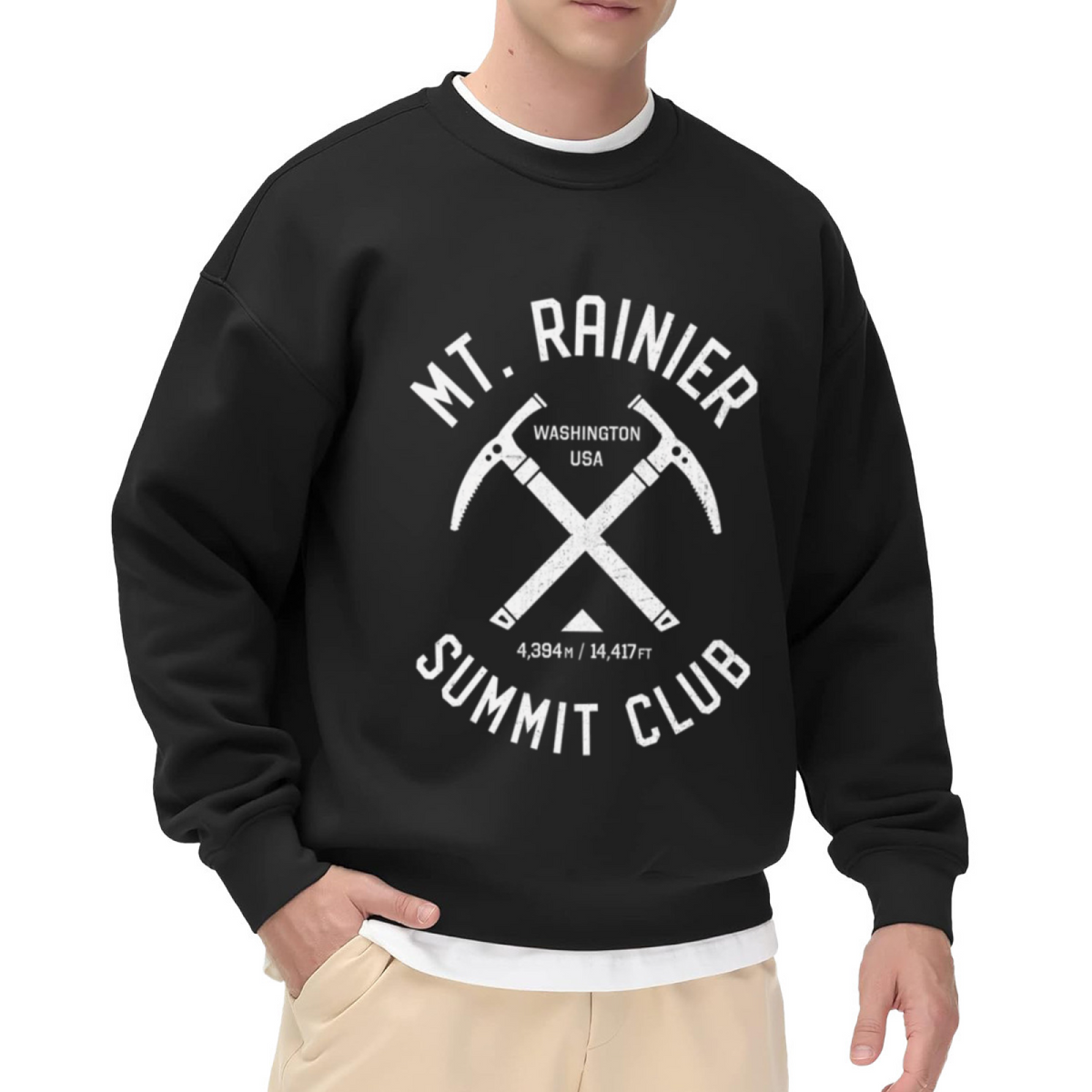 Mt Rainier Summit Club Crewneck Sweatshirt, Vintage Ice Axes Hiking Badge Pullover, Climber Gift
