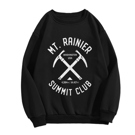 Mt Rainier Summit Club Crewneck Sweatshirt, Vintage Ice Axes Hiking Badge Pullover, Climber Gift