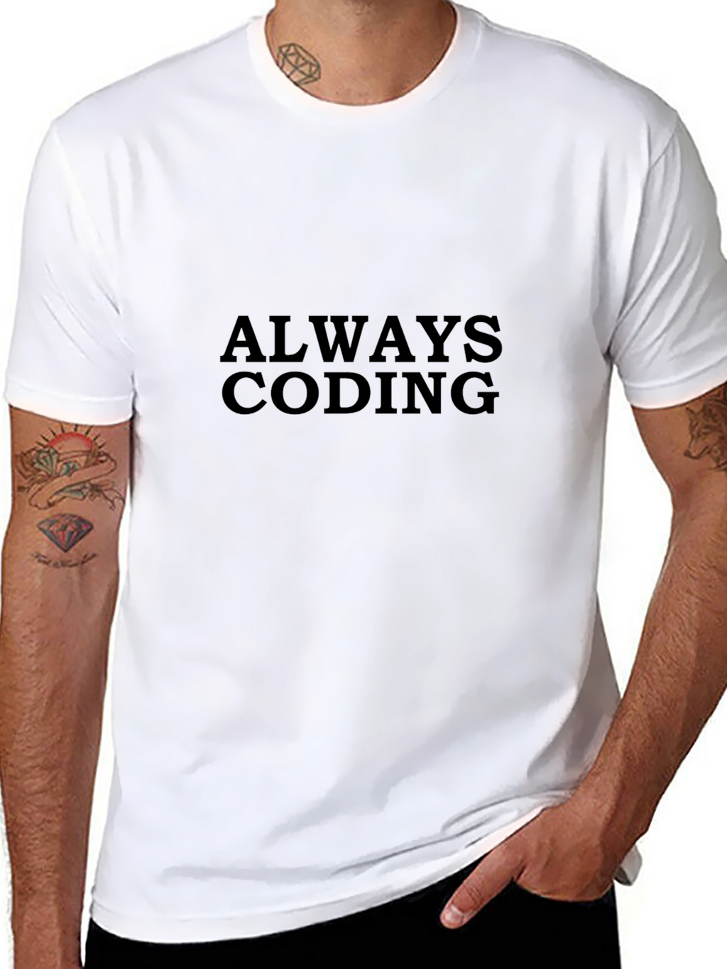 Always Coding Black T-Shirt - Programmer Apparel