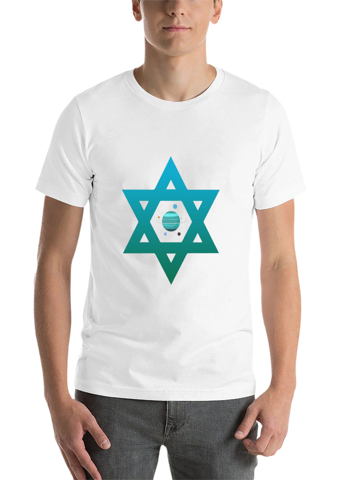 Star of David Planet Graphic T-Shirt