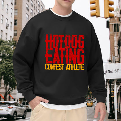 Hotdog Eating Contest Athlete Funny Distressed Crewneck Sweatshirt | Competitive Eating Humor Pullover, Gag Gift