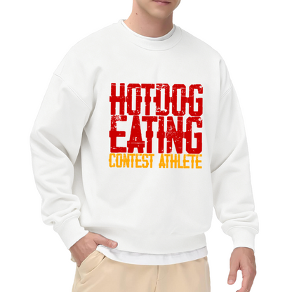 Hotdog Eating Contest Athlete Funny Distressed Crewneck Sweatshirt | Competitive Eating Humor Pullover, Gag Gift