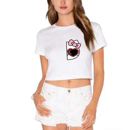 Juicy Strawberry Hello Kitty White Crop Top Sweet Y2K Aesthetic Cropped Tee