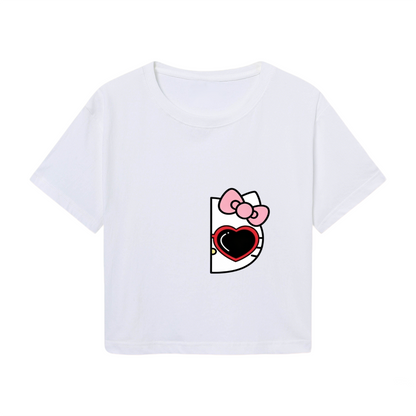 Juicy Strawberry Hello Kitty White Crop Top Sweet Y2K Aesthetic Cropped Tee