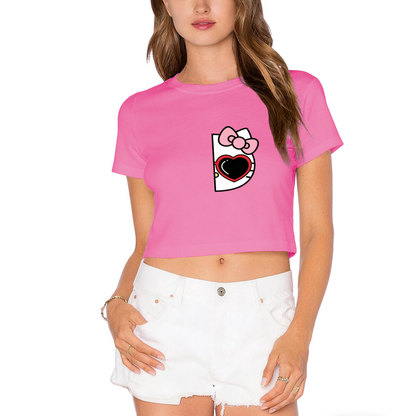 Juicy Strawberry Hello Kitty White Crop Top Sweet Y2K Aesthetic Cropped Tee