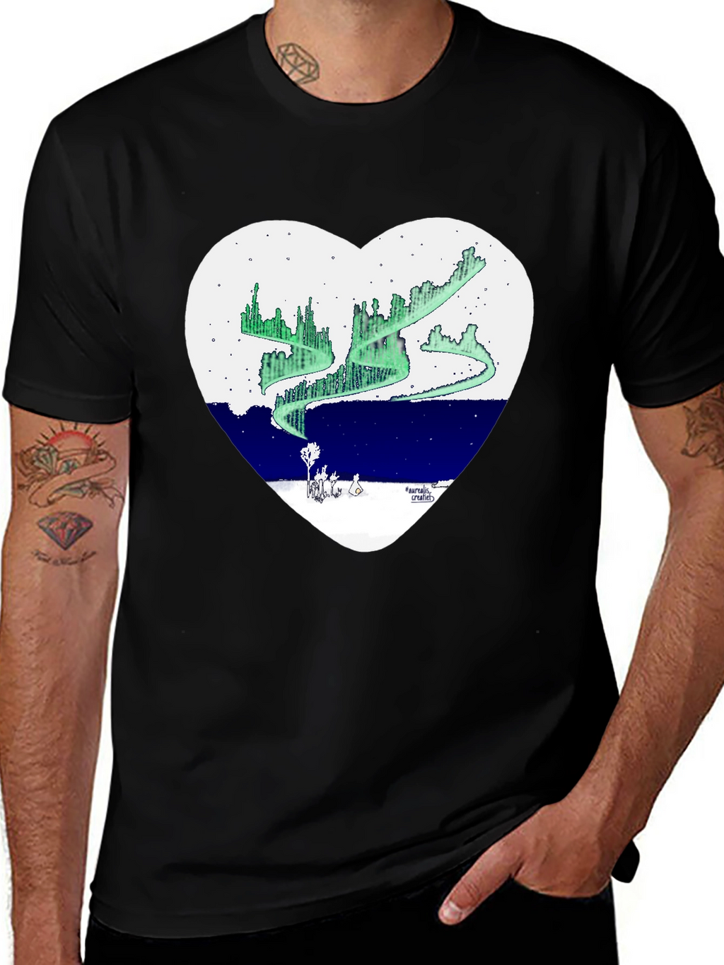 Aurora Borealis Heart Graphic T-Shirt