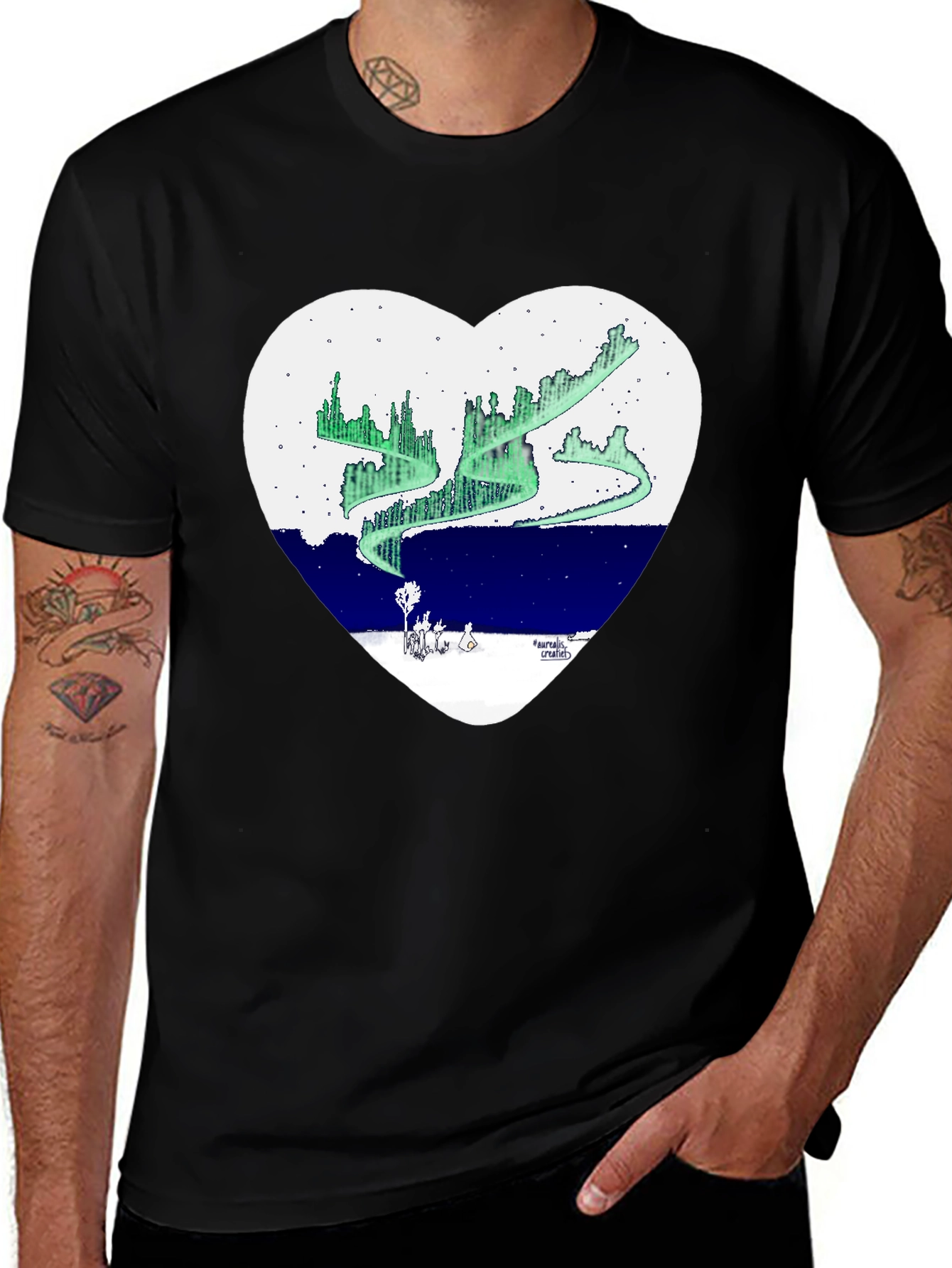 Aurora Borealis Heart Graphic T-Shirt