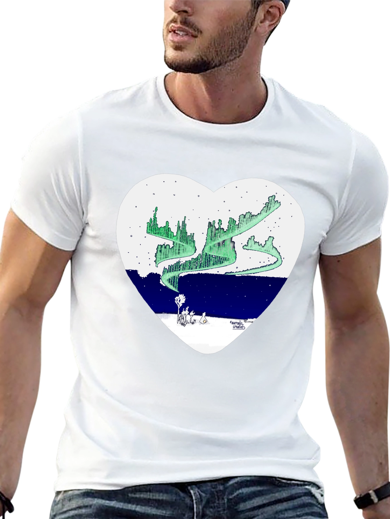 Aurora Borealis Heart Graphic T-Shirt