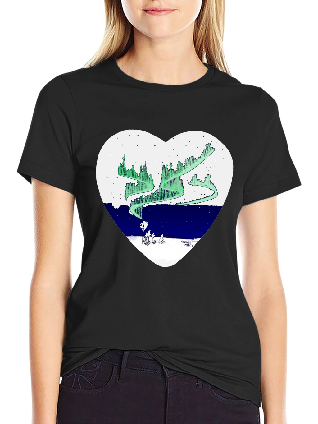 Aurora Borealis Heart Graphic T-Shirt