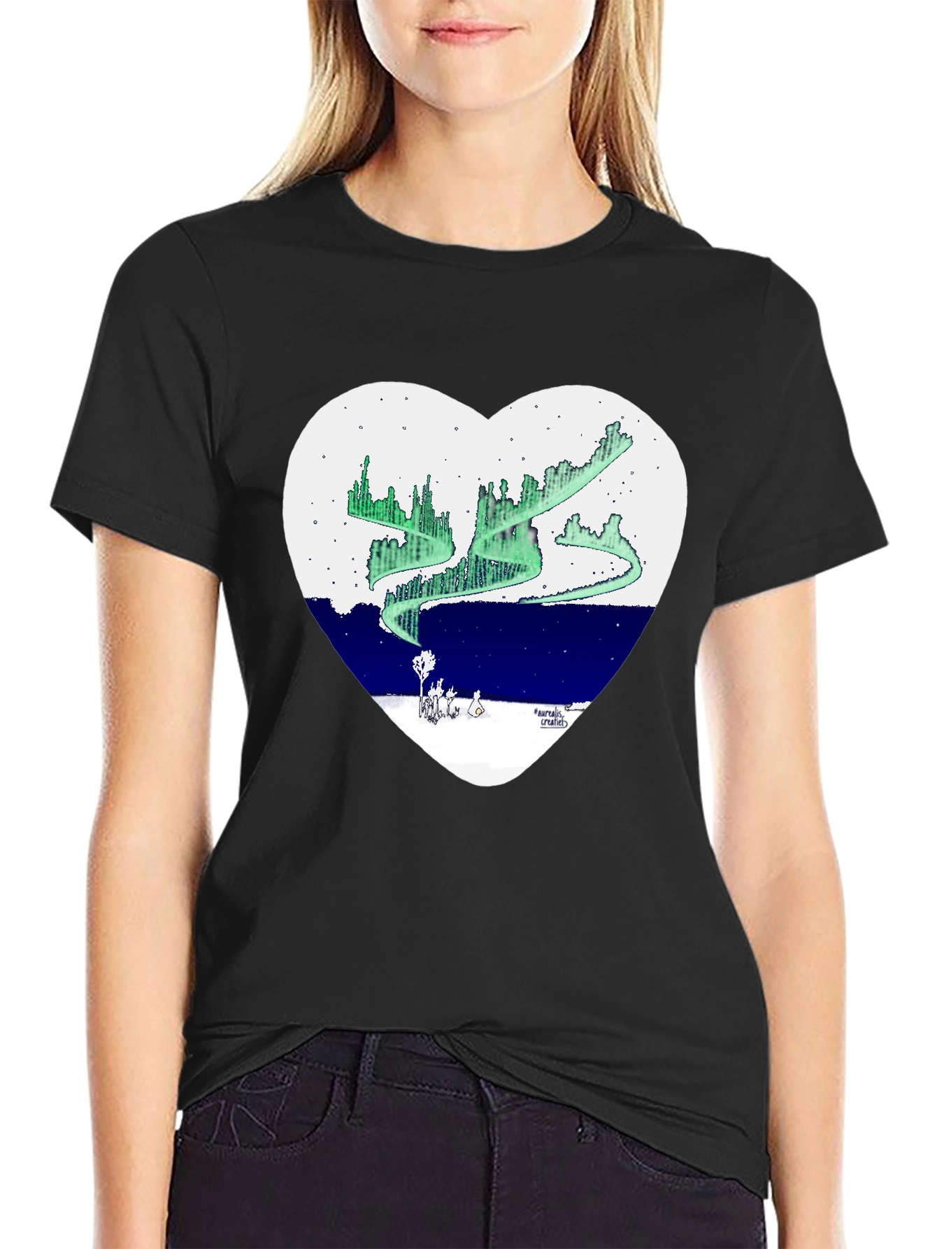Aurora Borealis Heart Graphic T-Shirt