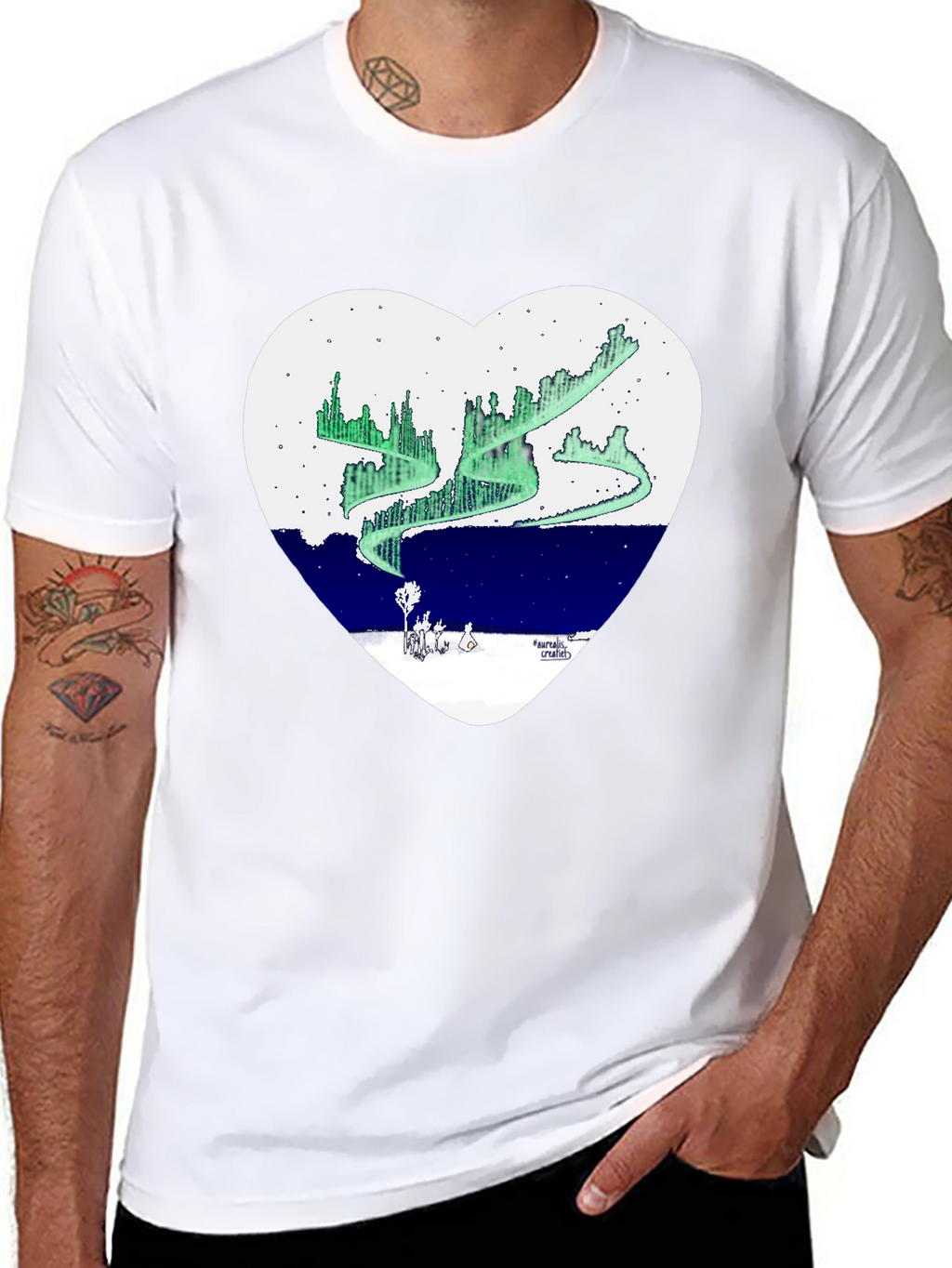 Aurora Borealis Heart Graphic T-Shirt