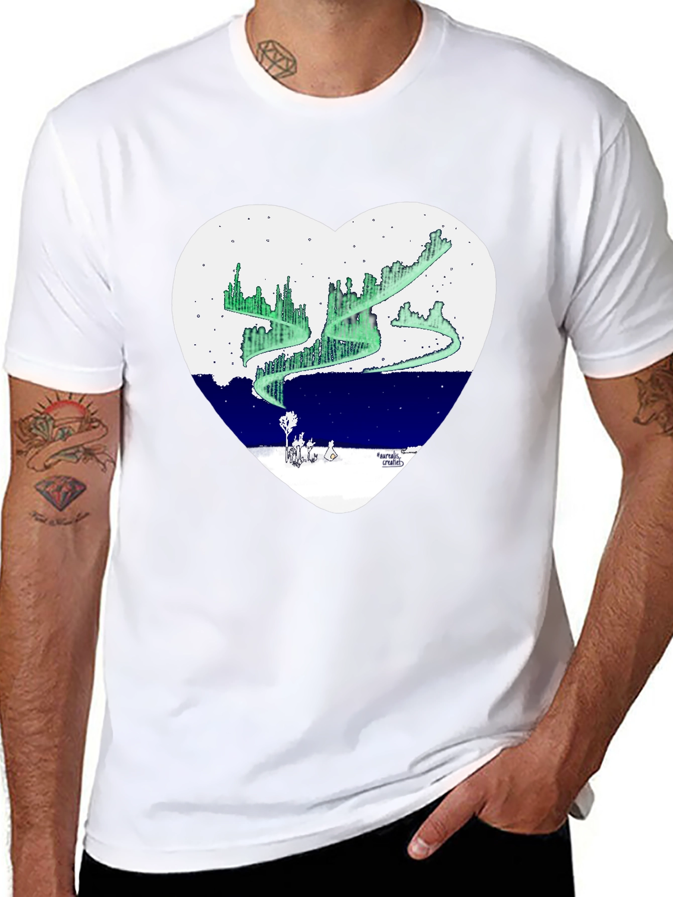 Aurora Borealis Heart Graphic T-Shirt