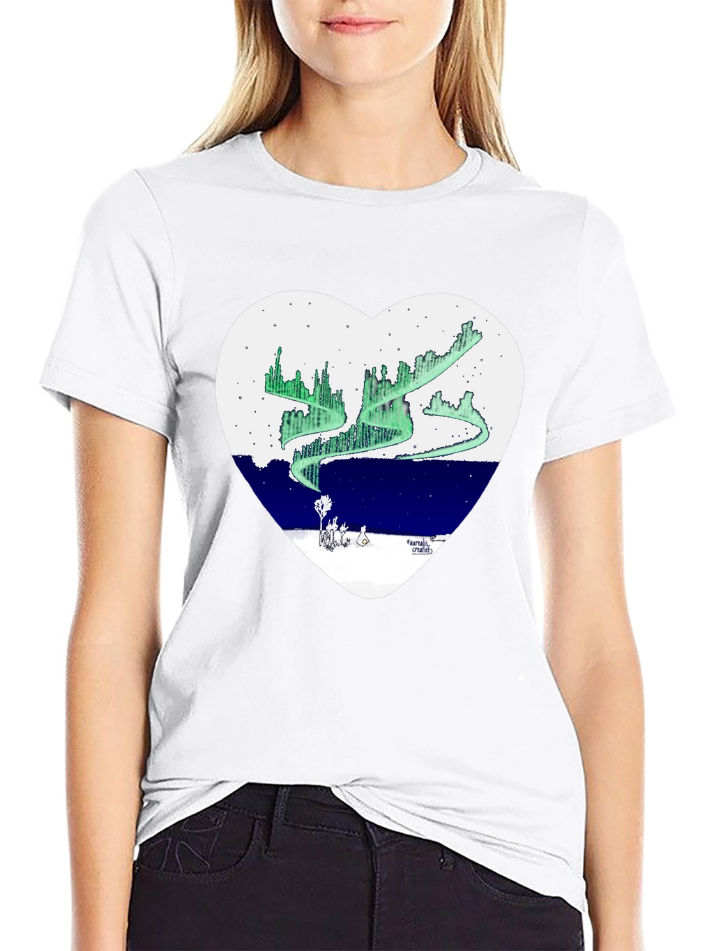 Aurora Borealis Heart Graphic T-Shirt