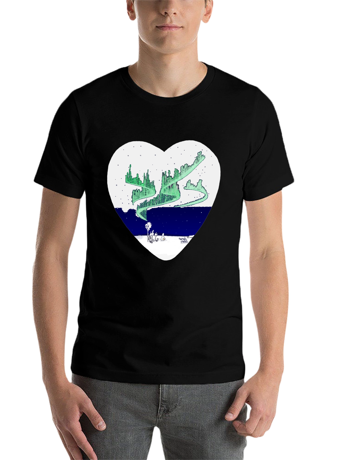 Aurora Borealis Heart Graphic T-Shirt