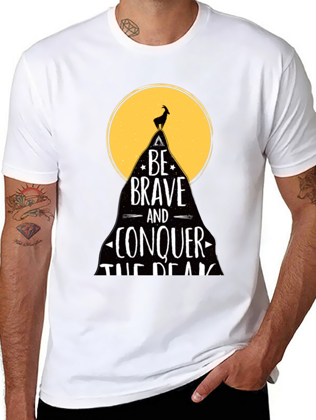 Be Brave T-Shirt - Mountain Goat Conquer Design