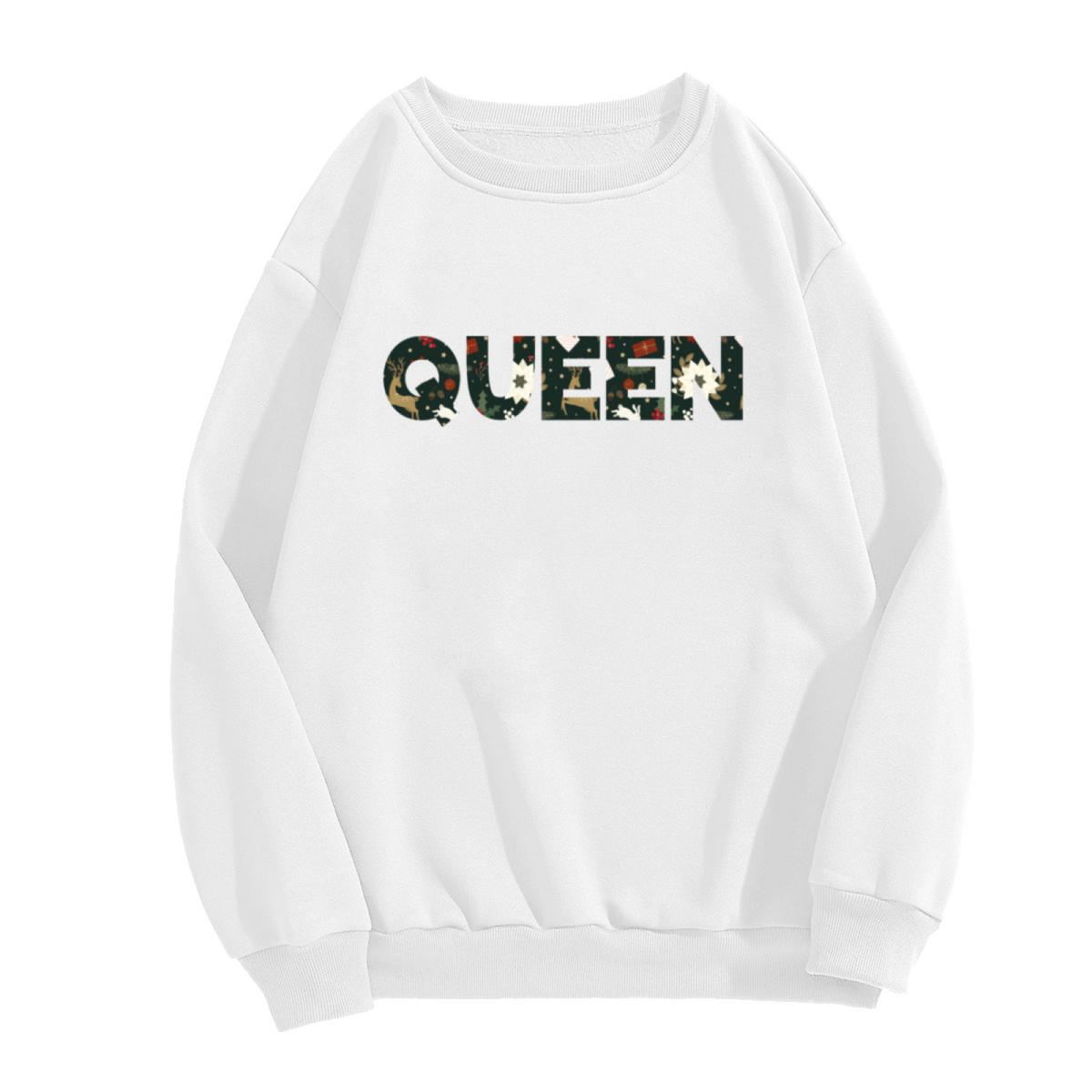 Christmas Queen Letter Crewneck Sweatshirt - Festive Holiday Monogram Pullover, Christmas Gift For Her, Xmas Graphic Top