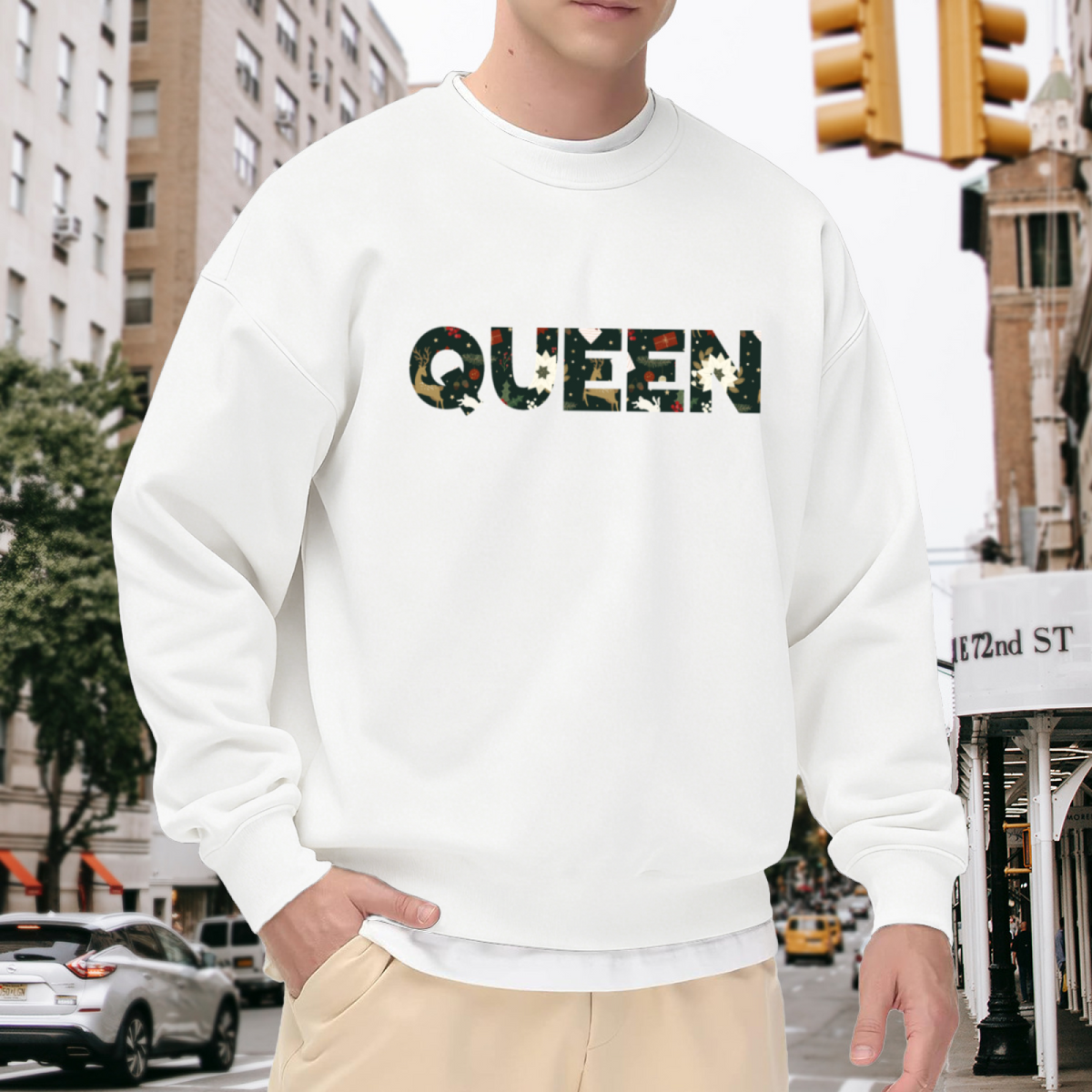 Christmas Queen Letter Crewneck Sweatshirt - Festive Holiday Monogram Pullover, Christmas Gift For Her, Xmas Graphic Top