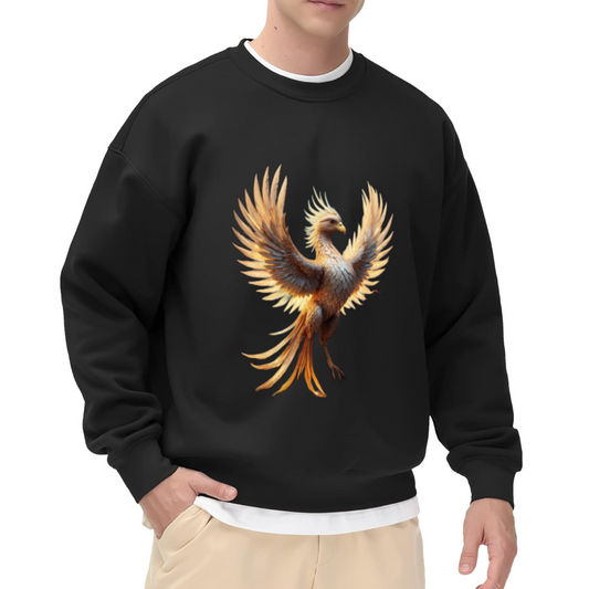 Stunning Detailed Majestic Phoenix Mythical Flying Bird Artwork Crewneck Sweatshirt for Fantasy & Mythic Enthusiasts