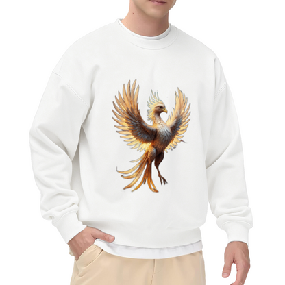 Stunning Detailed Majestic Phoenix Mythical Flying Bird Artwork Crewneck Sweatshirt for Fantasy & Mythic Enthusiasts