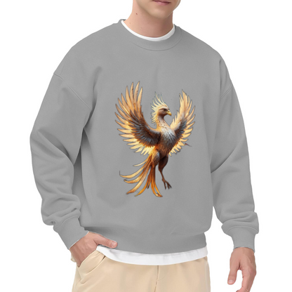 Stunning Detailed Majestic Phoenix Mythical Flying Bird Artwork Crewneck Sweatshirt for Fantasy & Mythic Enthusiasts