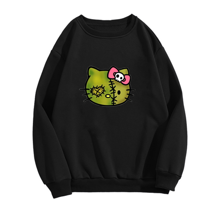 Spooky Stitch Zombie Hello Kitty Edgy Crewneck Sweatshirt