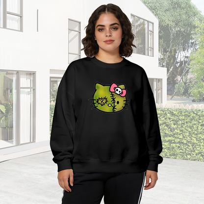 Spooky Stitch Zombie Hello Kitty Edgy Crewneck Sweatshirt