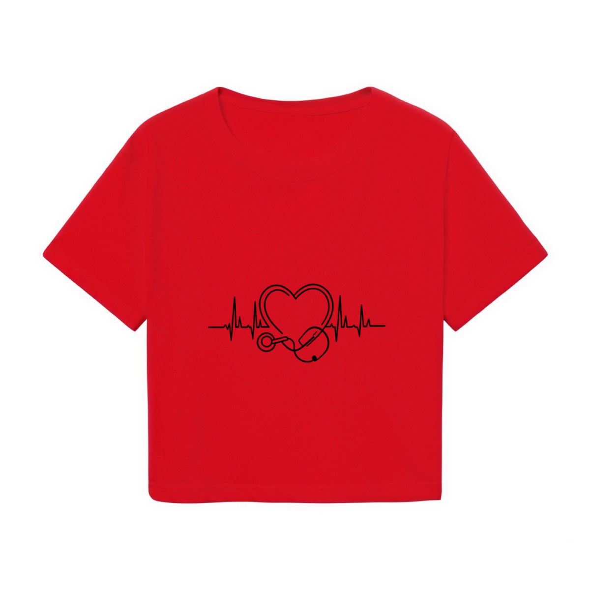 Nurse Heartbeat Stethoscope Healthcare Red Cropped Tee