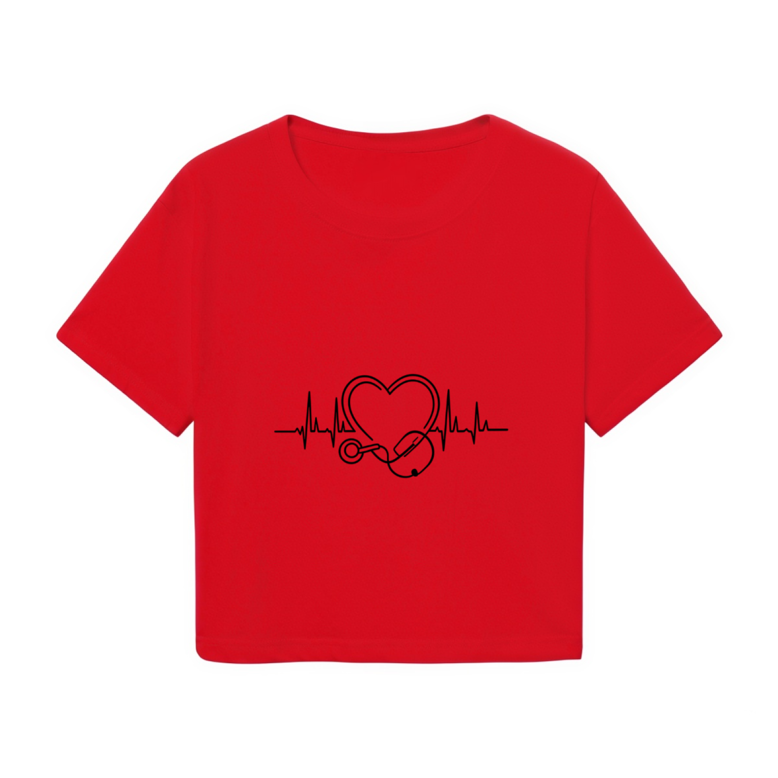 Nurse Heartbeat Stethoscope Healthcare Red Cropped Tee
