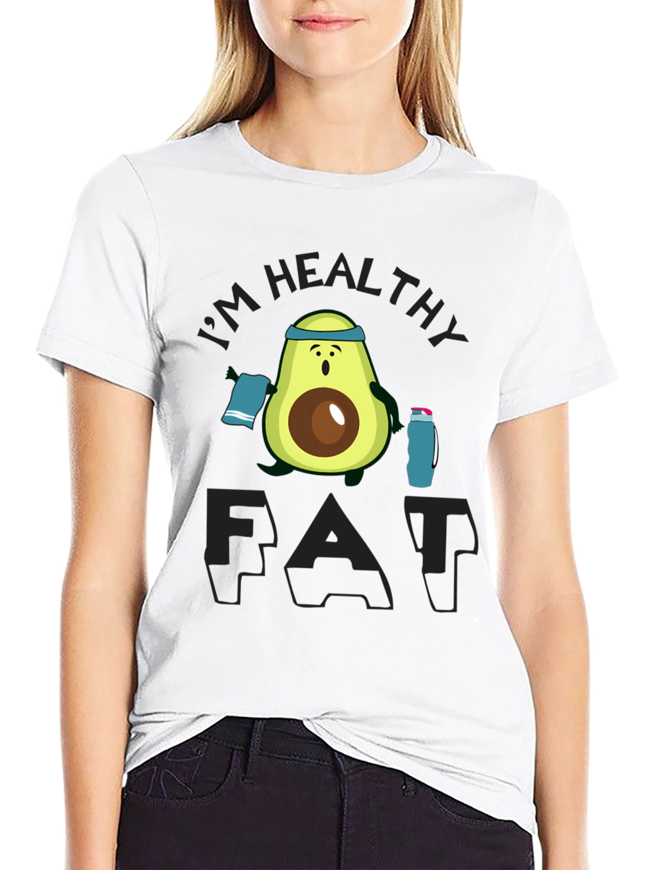 Healthy Fat Avocado Graphic Black T-Shirt