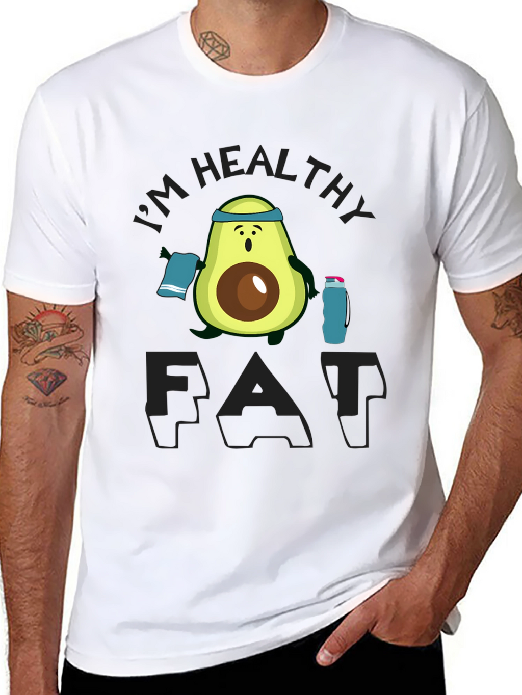 Healthy Fat Avocado Graphic Black T-Shirt